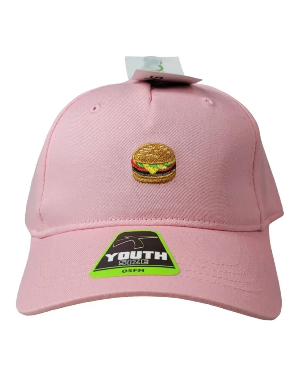 Joy Pixels Hamburger Emoji Hat Pink OS Curved Snapback Baseball Cap Adj NEW